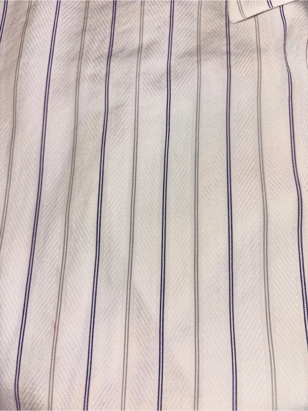 Zegna White Blue Stripe Men's Button-Down Shirt 16.5